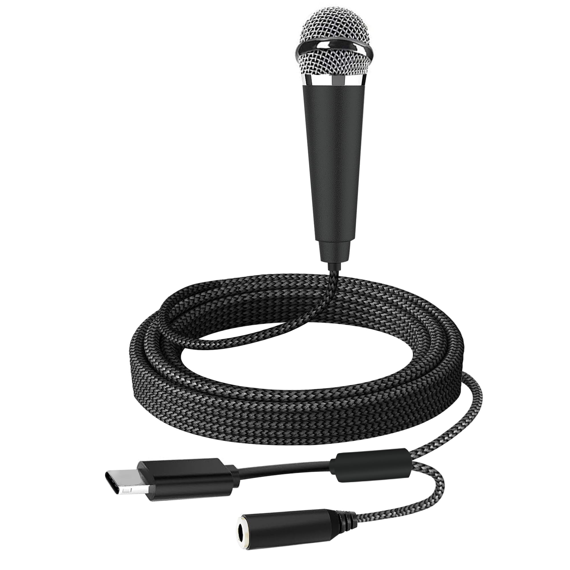 Richupon Usb C Mini Microphone Karaoke, Portable Asmr Microphone For Android Phone/Iphone 15/Laptop/Mac, Wired Mic For Voice Rec